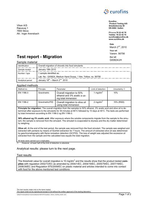 Test report - Migration - Vikan