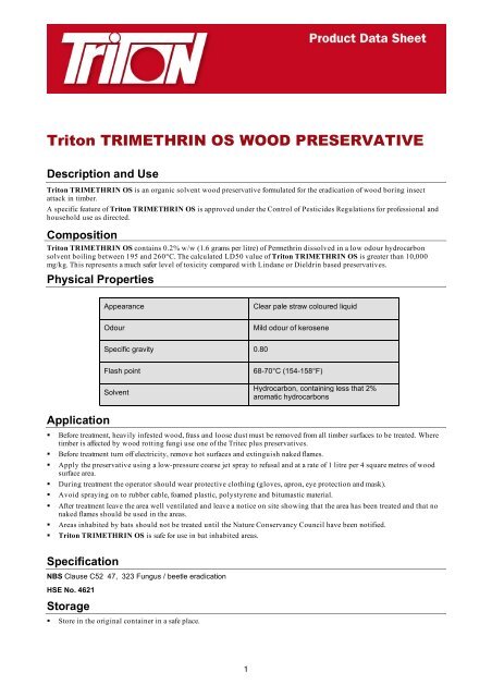 Trimethrin OS Data Sheet Download - Triton Chemicals