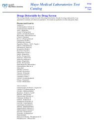 Mayo Medical Laboratories Test Catalog