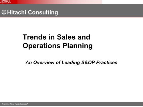 Trends In Sales And Operations Planning Hitachi Consulting Trends In Sales And Operations Planning Hitachi Consulting