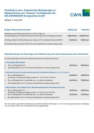 Preisblatt Netzanschluss - GELSENWASSER Energienetze GmbH