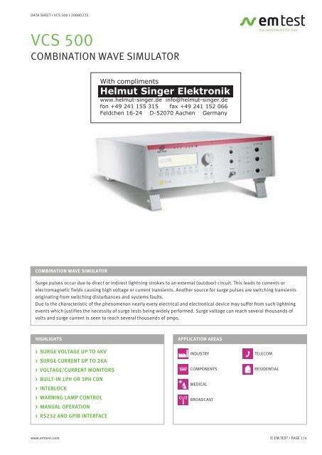 VCS 500 - Helmut Singer Elektronik