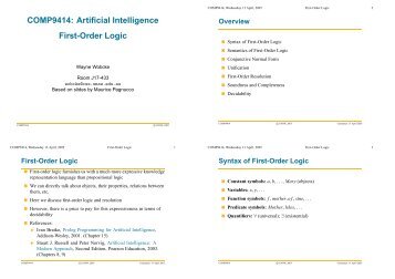 COMP9414: Artificial Intelligence First-Order Logic - Sorry