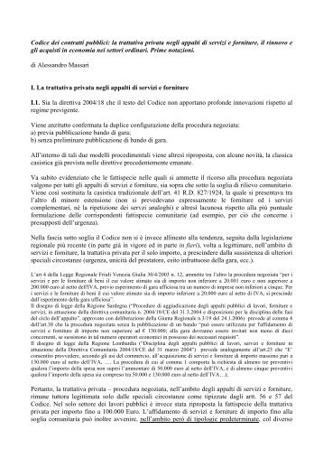 Codice dei contratti pubblici: la trattativa privata negli appalti di ...