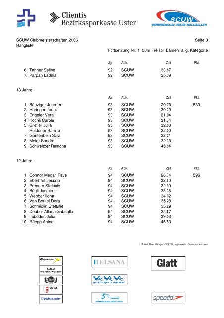 Clubmeisterschaften 2006 SchwimmClub Uster Wallisellen 17 ...