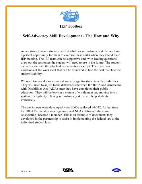 Self Advocacy Skill Development The How And Why