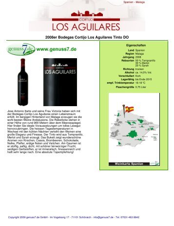 2008er Bodegas Cortijo Los Aguilares Tinto DO - Genuss7.de
