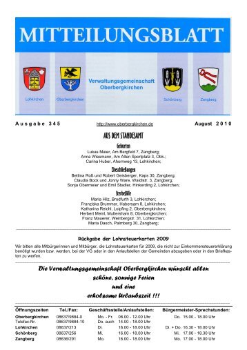 Was ist los im August? - Verwaltungsgemeinschaft Oberbergkirchen