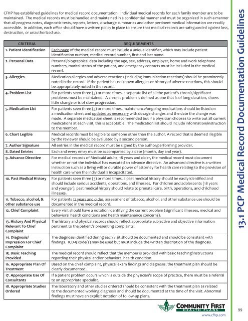 13.1 PCP Medical Record Documentation Guidelines - Community ...