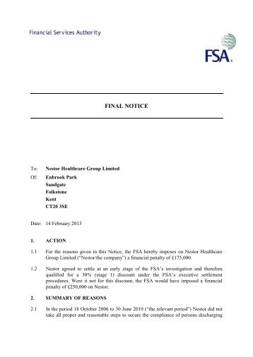 Final Notice - Financial Conduct Authority