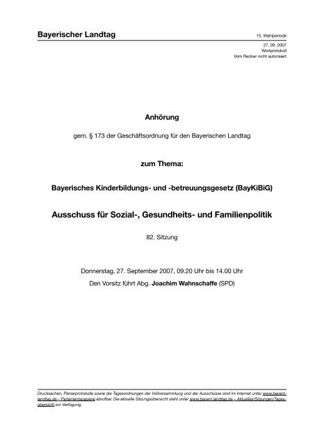 Ausschuss für Sozial-, Gesundheits- und Familienpolitik