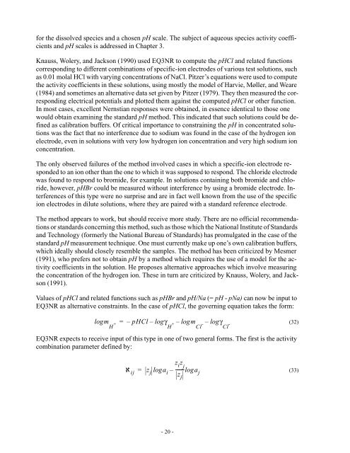 EQ3NR, A Computer Program for Geochemical Aqueous Speciation ...