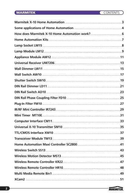 Marmitek X-10 product guide Marmitek X-10 product guide