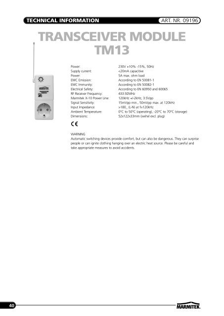 Marmitek X-10 product guide Marmitek X-10 product guide