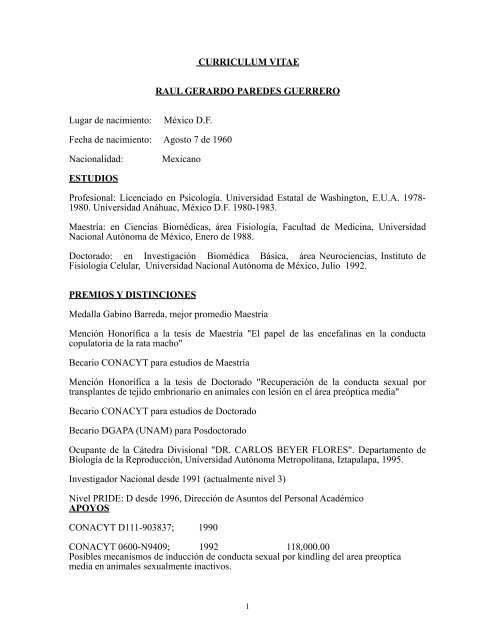 CURRICULUM VITAE RAUL GERARDO PAREDES GUERRERO