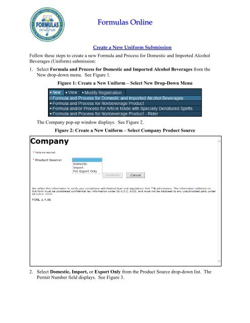 Formulas Online - TTB