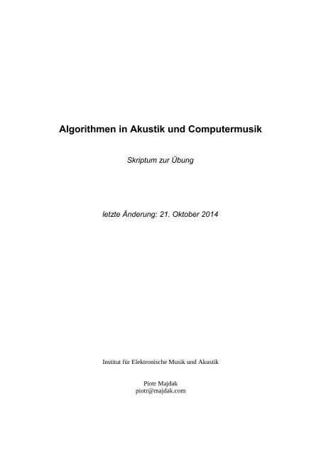 Skriptum (als PDF-Datei, 2.2MB) - Piotr Majdak