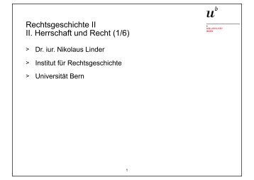 Rechtsgeschichte II II. Herrschaft und Recht (1/6) - Institut fÃ¼r ...