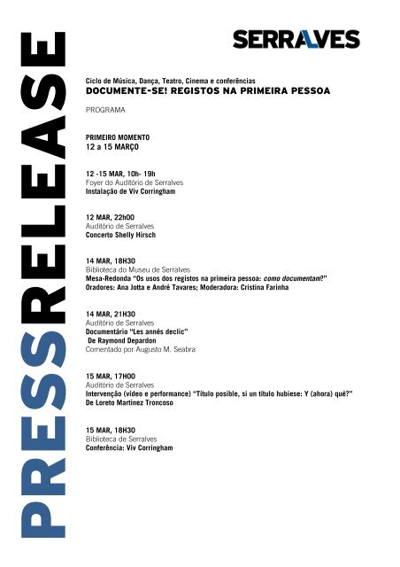 DOCUMENTE-SE! REGISTOS NA PRIMEIRA PESSOA