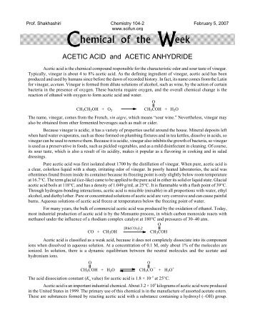 ACETIC ACID and ACETIC ANHYDRIDE