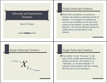 Subscript and Summation Notation Single Subscript ... - Statpower