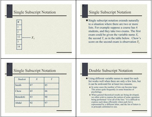 Subscript and Summation Notation Single Subscript ... - Statpower