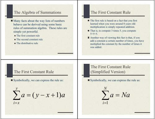 Subscript and Summation Notation Single Subscript ... - Statpower