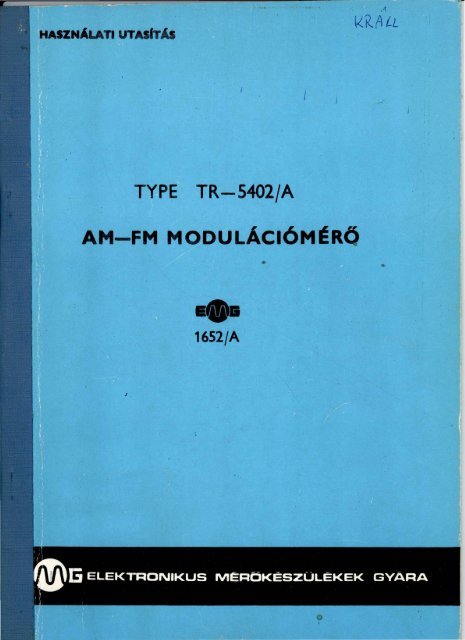 EMG 1652/A AM-FM MODULÁCIÓMÉRŐ használati utasítás