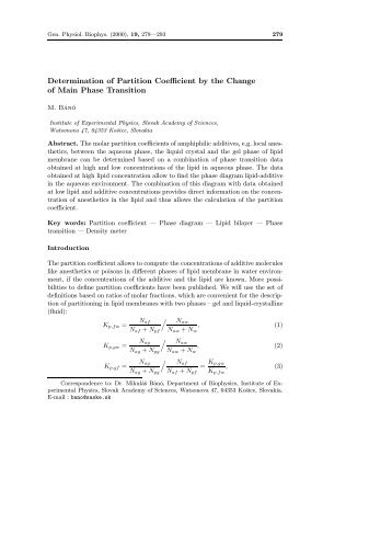 Determination of Partition Coefficient by the Change of ... - Gpb.sav.sk