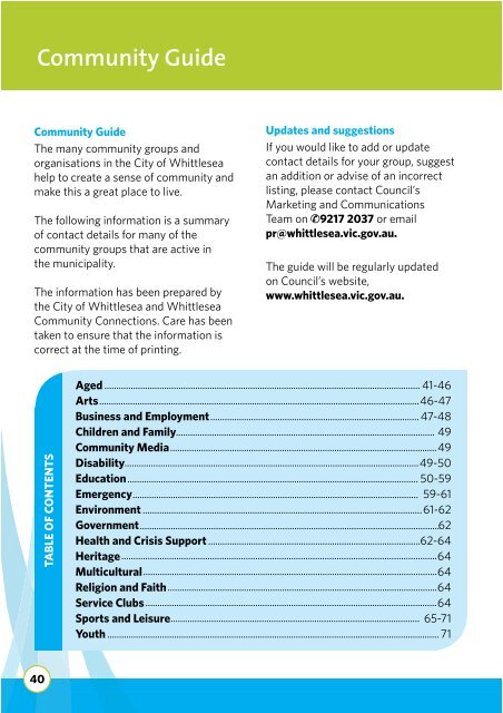 Community Guide - City of Whittlesea