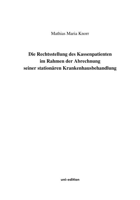 Knorr Dissertation, Verlag uni-edition