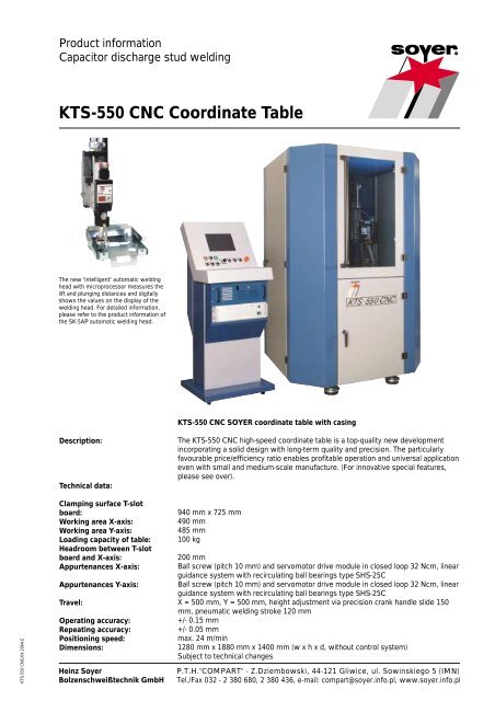 KTS-550 CNC Coordinate Table - Soyer
