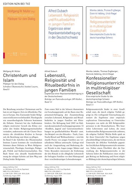 TVZ Theologischer Verlag Zürich Edition NZN bei TVZ Verlag der ...