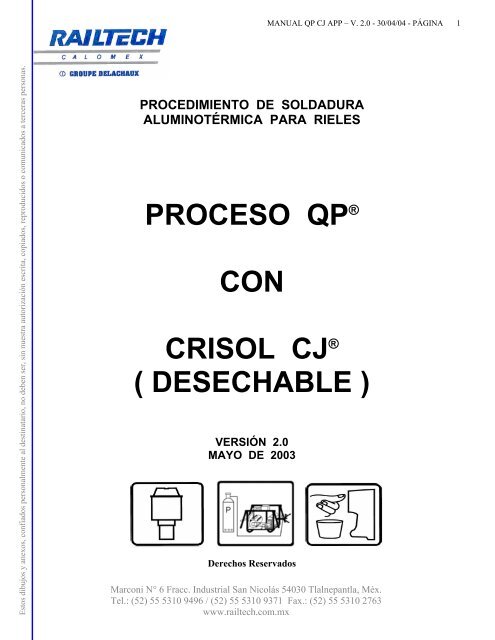 Manual Soldadura QP con crisol desechable CJ ... - railtech.com.mx
