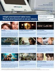 Inflight entertainment tablet menu Menu du divertissement ... - WestJet