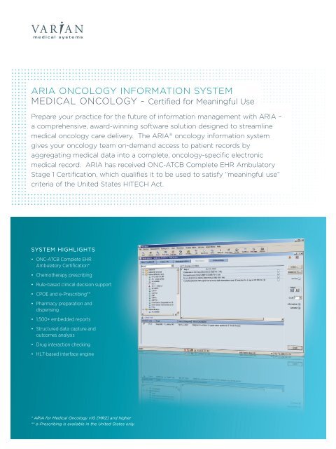 ARIA Medical Oncology - Varian