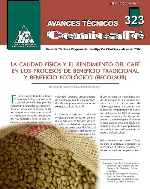 la calidad fâ¹sica y el rendimiento del cafÃ© en los procesos de ...