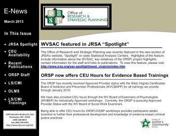 E-News - West Virginia Division of Justice and Community Services