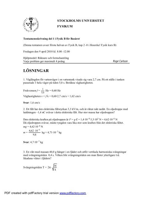 LÃƒÂ–SNINGAR - Fysikum