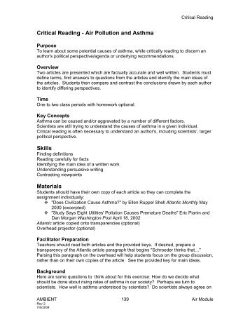 Critical Reading - Air Pollution and Asthma