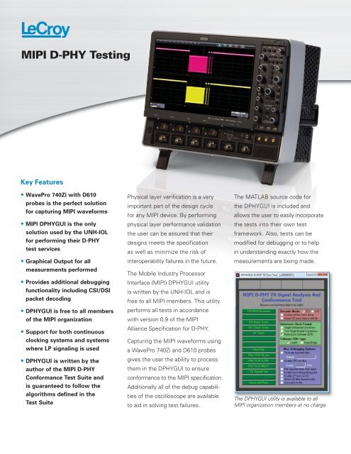 LeCroy MIPI D-PHY Testing Datasheet - Teledyne LeCroy