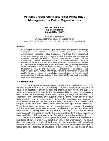 Pellucid Agent Architecture for Knowledge Management in Public ...
