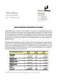 Initial Mineral Resource at Souma - Avocet Mining PLC