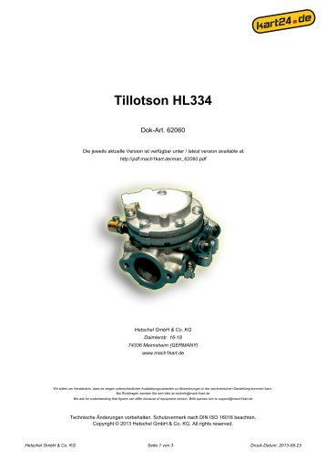 Tillotson HL334 - Mach1 Kart