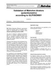 Validation of Metrohm titrators