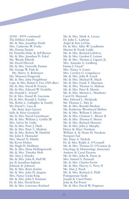 Annual Donor List 2010 - The Westerly Hospital