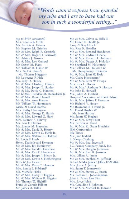 Annual Donor List 2010 - The Westerly Hospital