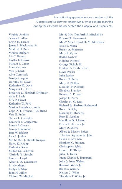 Annual Donor List 2010 - The Westerly Hospital