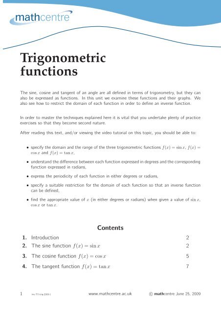 Trigonometric functions - Mathcentre