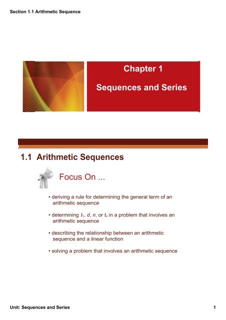 Section 1.1 Arithmetic Sequence